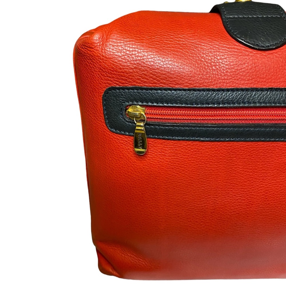 Bally Red/Black Leather Dual Hand with Turn-Lock Top Handle Tote - Picture 6 of 16